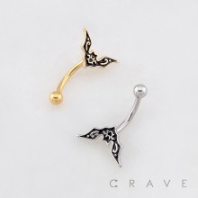 GOTHIC STYLE BAT TOP 316L SURGICAL STEEL CURVED BARBELL/EYEBROW